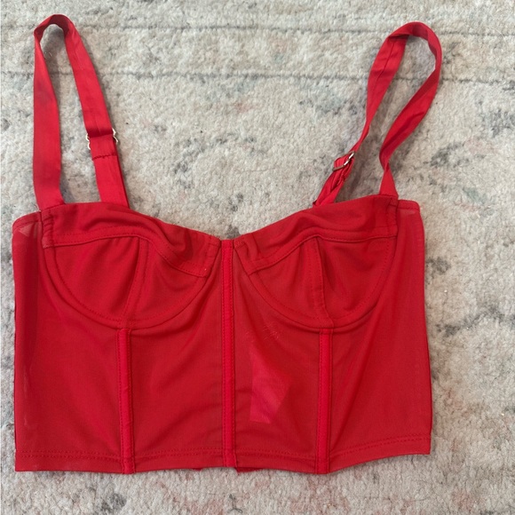 Oh Polly Red Bustier Crop Top - Picture 3 of 5
